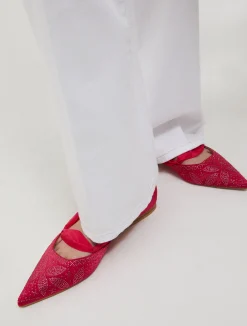 Rhinestone satin ballet flats