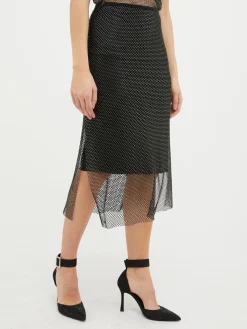 Rhinestone-embellished midi skirt