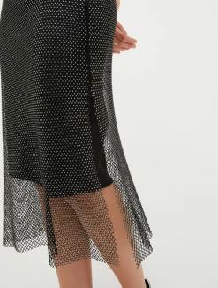Rhinestone-embellished midi skirt