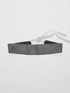 Rhinestone-embellished satin belt