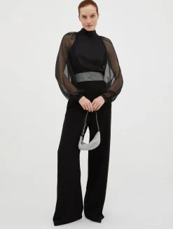 Rhinestone-embellished satin belt