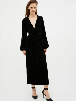 Rhinestone-embellished velvet dress