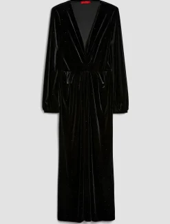 Rhinestone-embellished velvet dress