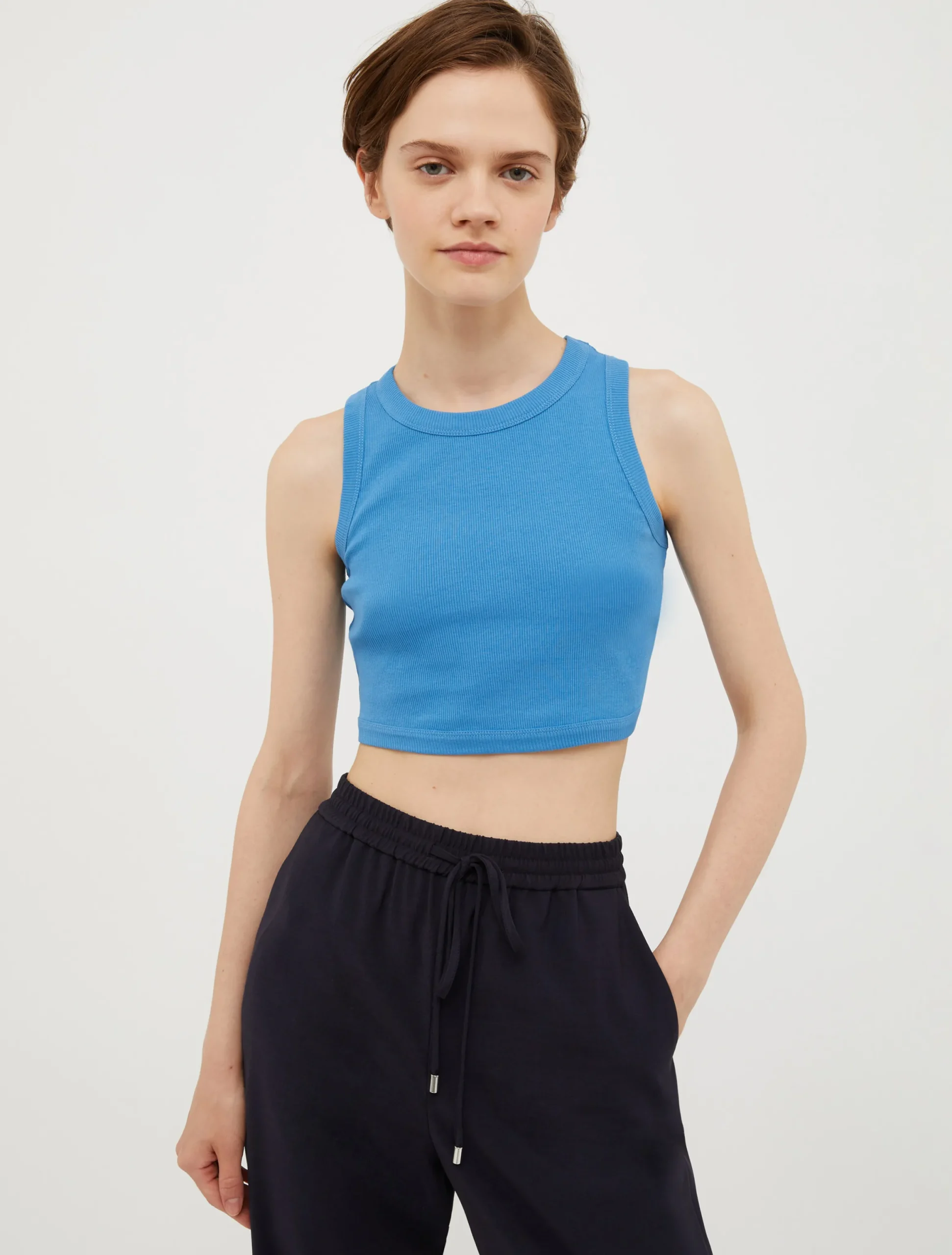 Ribbed cotton cropped top