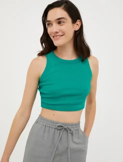 Ribbed cotton cropped top