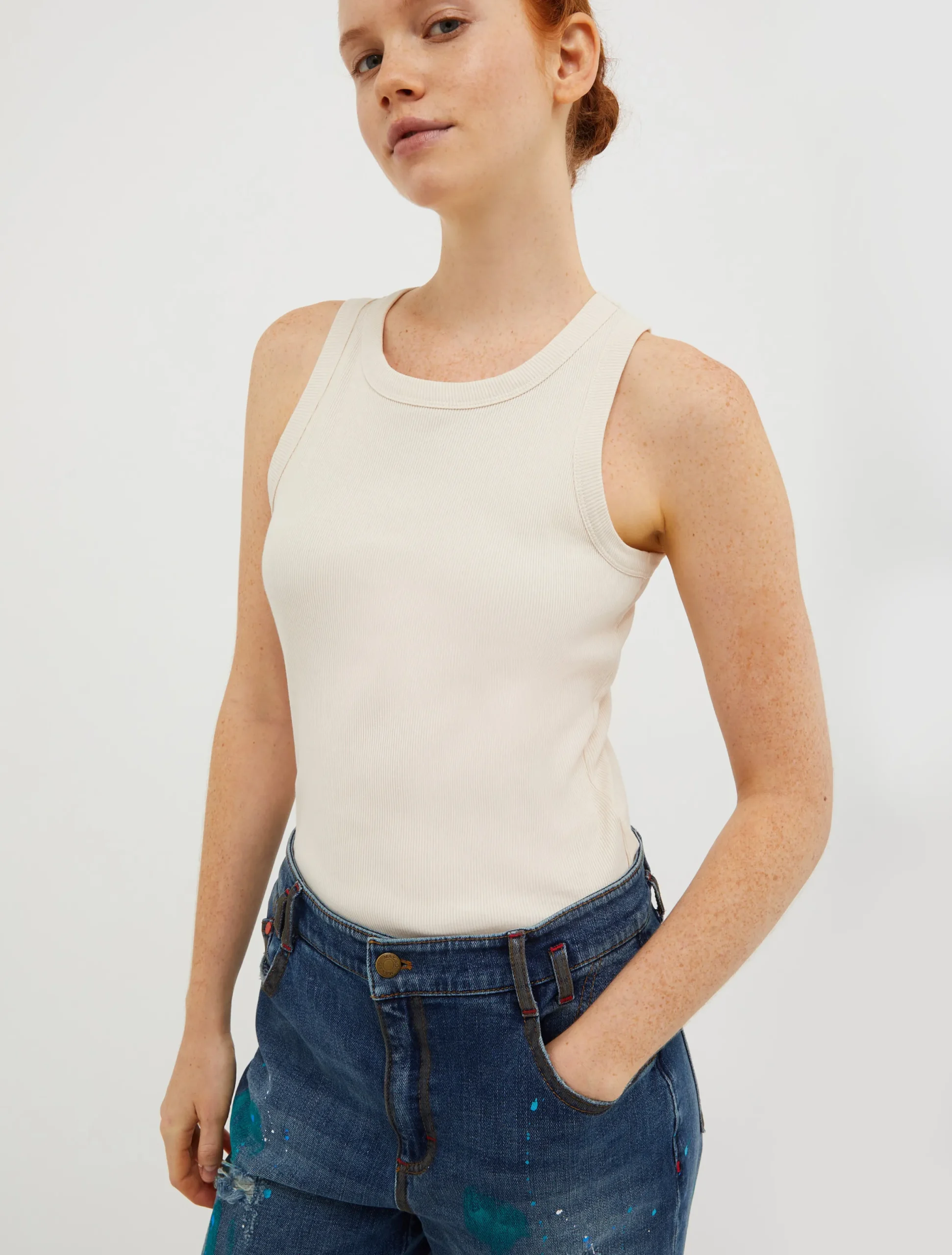 Ribbed cotton tank top