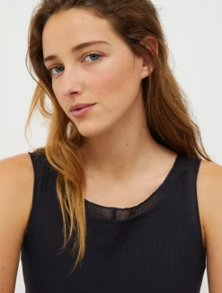 Ribbed cotton-jersey tank top