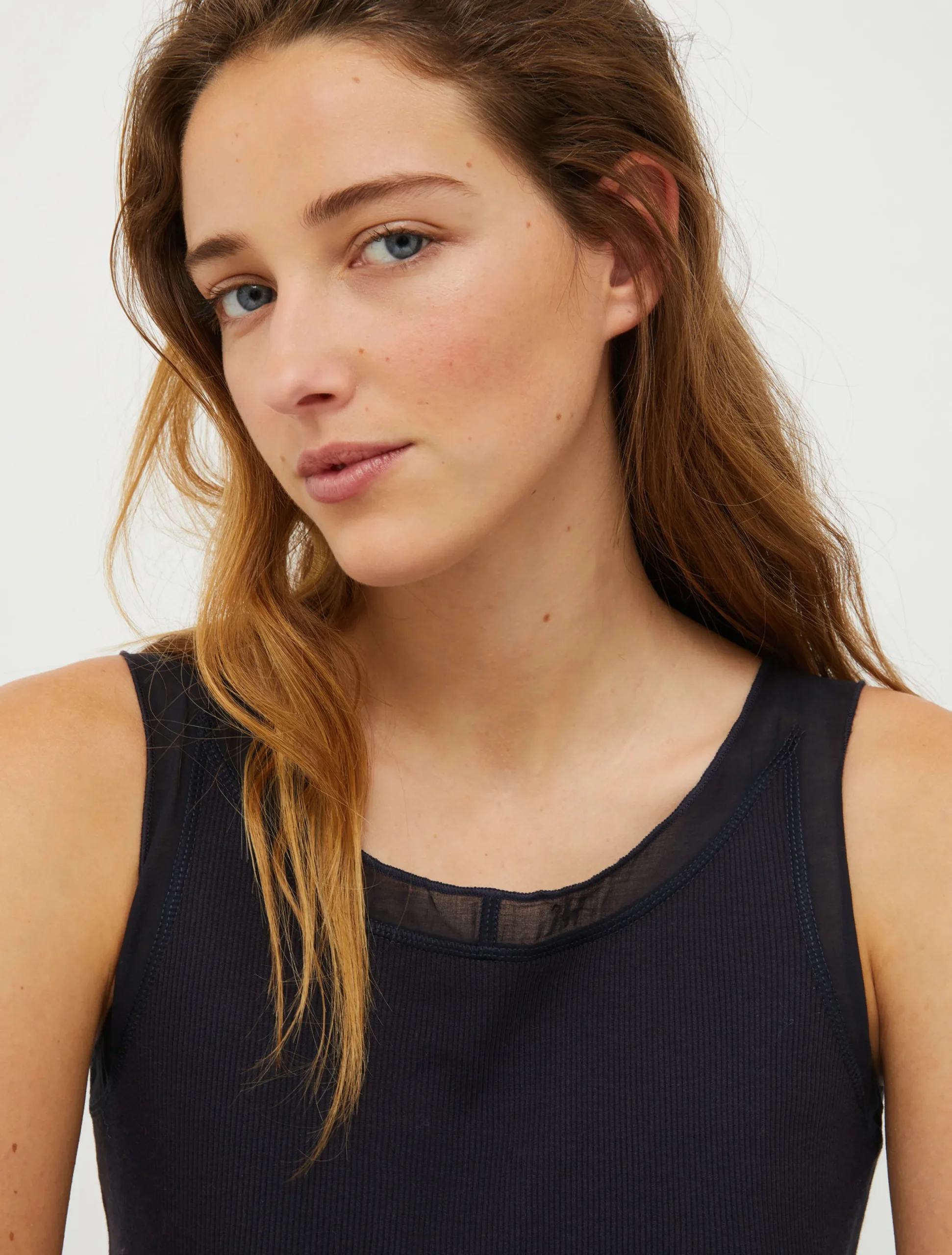 Ribbed cotton-jersey tank top