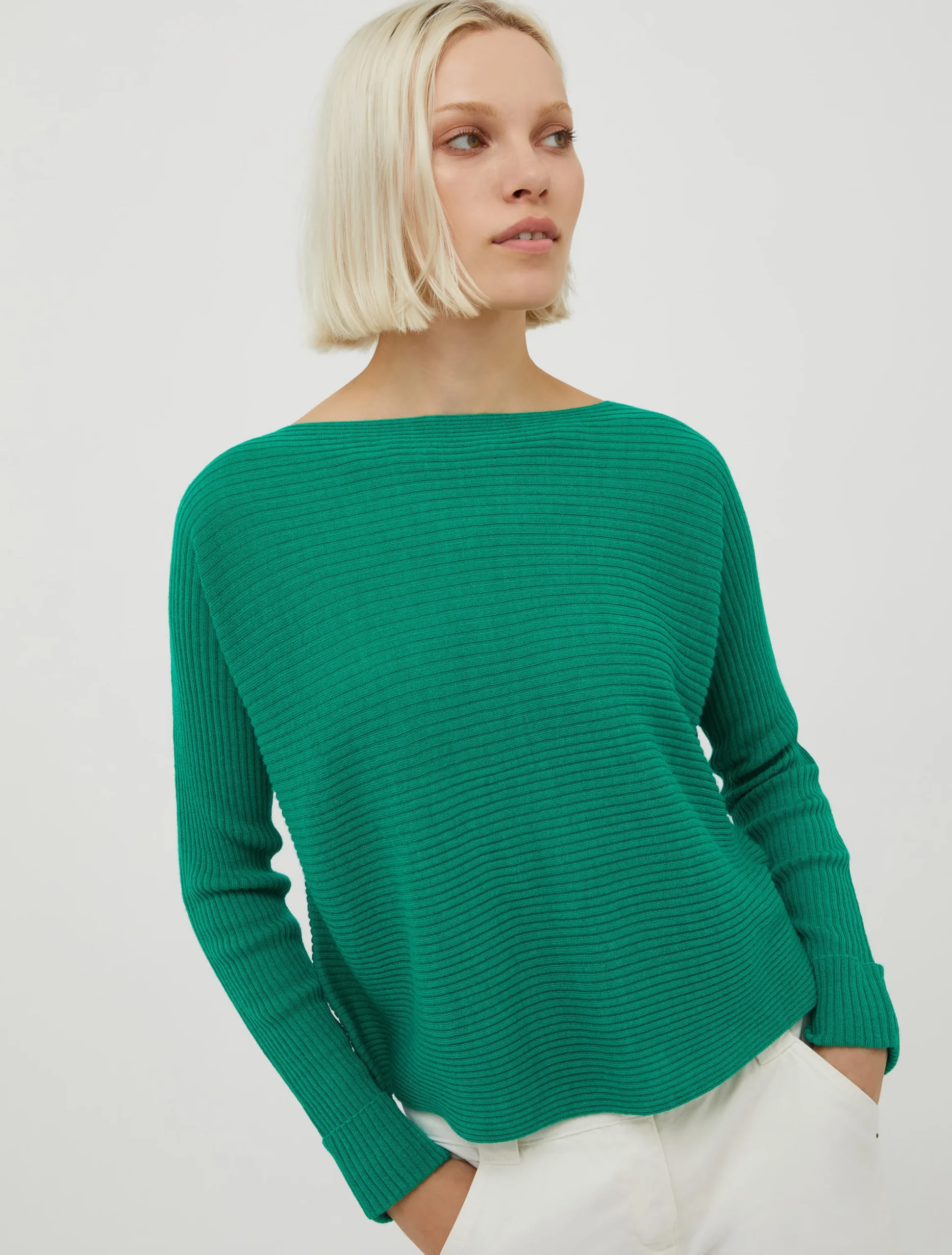 Ribbed wool-blend jumper