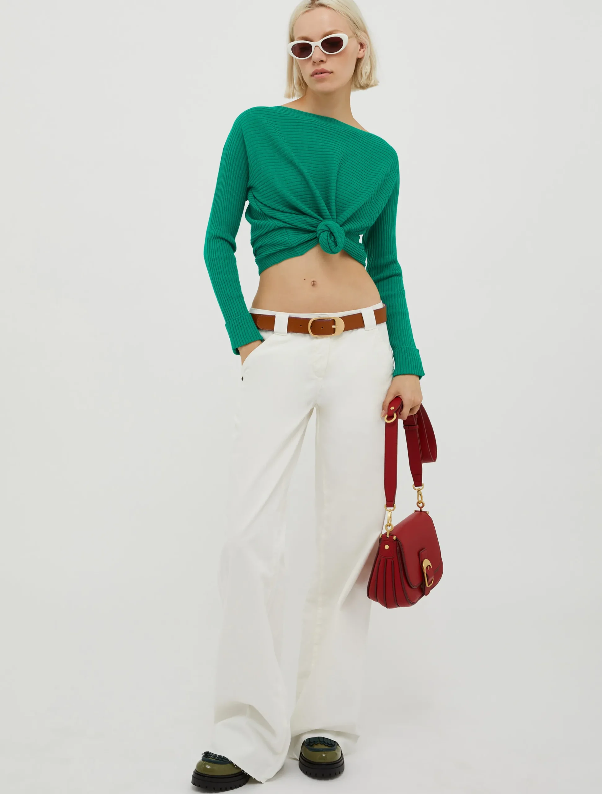 Ribbed wool-blend jumper
