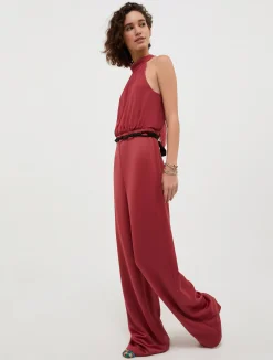 Satin and georgette jumpsuit