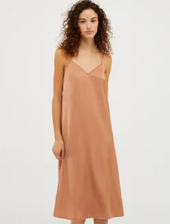 Satin midi slip dress