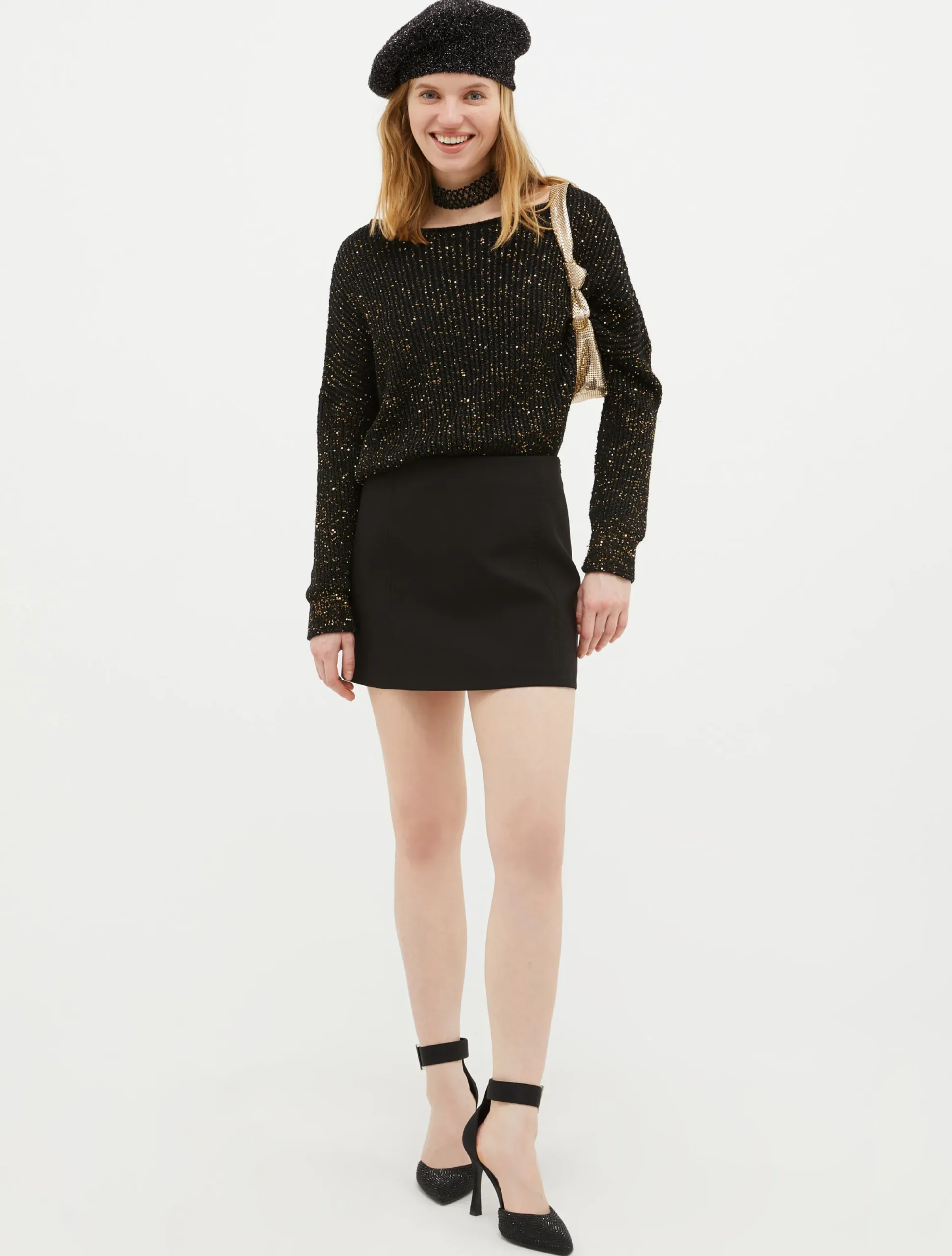 Sequinned wool-blend jumper