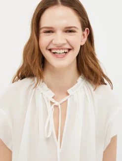 Silk crêpe de Chine and jersey blouse