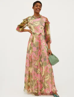 Silk-crepon maxi dress