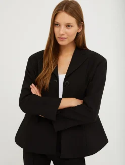 Single-breasted canvas blazer