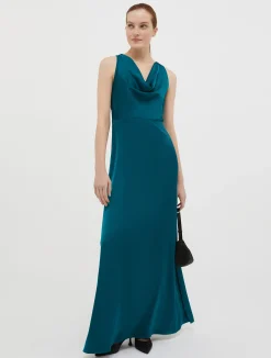 Sleeveless satin maxi dress