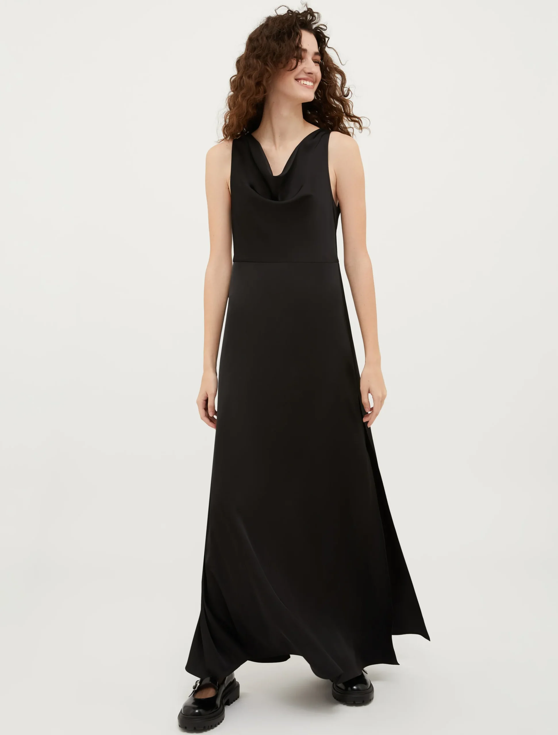 Sleeveless satin maxi dress