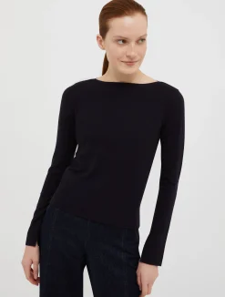 Slim-fit boat-neck jumper