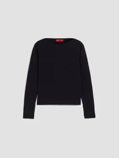 Slim-fit boat-neck jumper