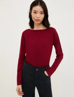 Slim-fit boat-neck jumper