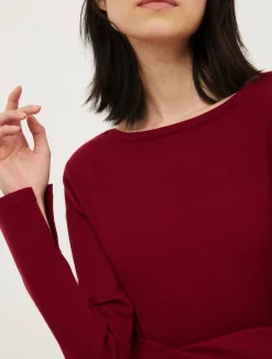 Slim-fit boat-neck jumper