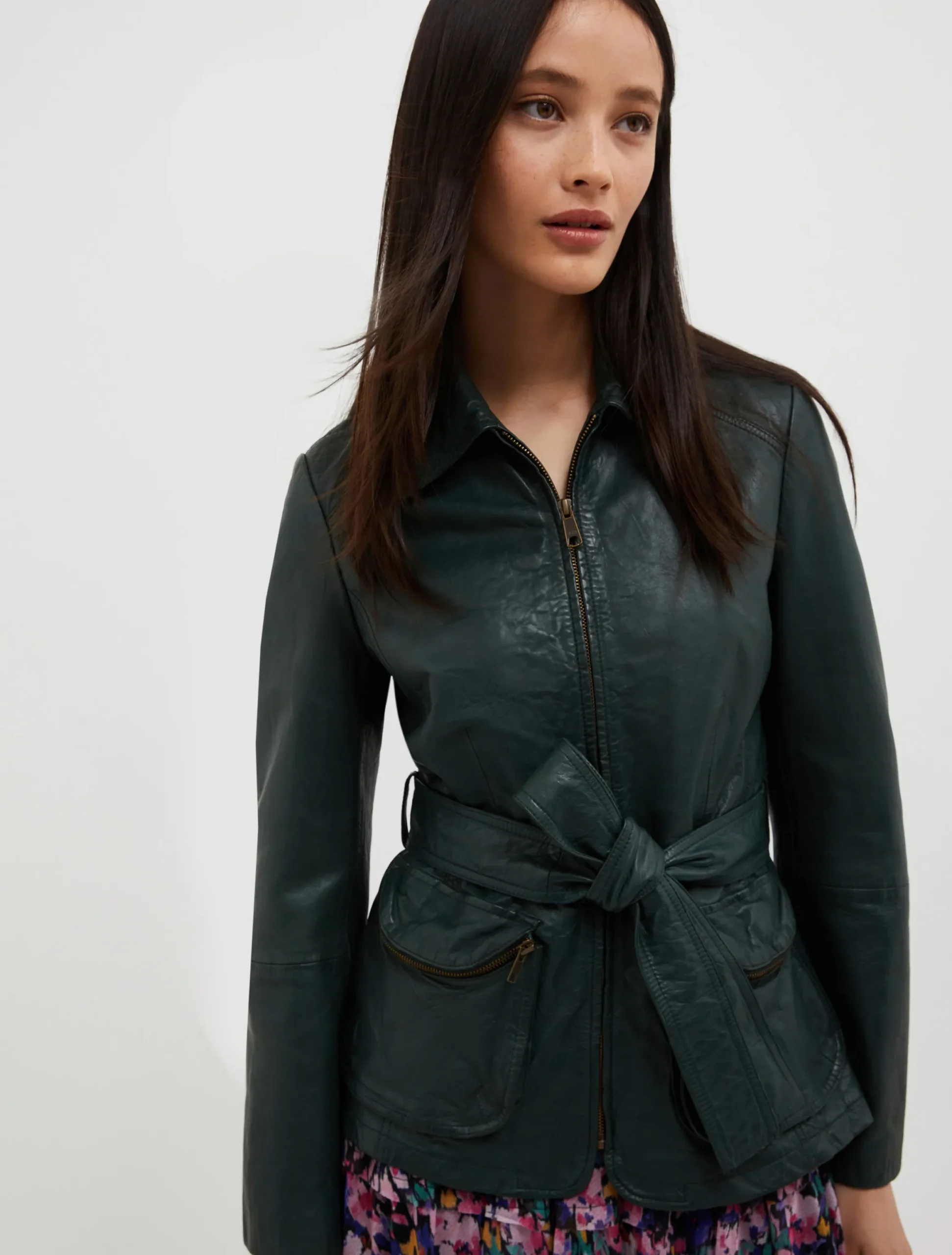 Slim-fit leather jacket