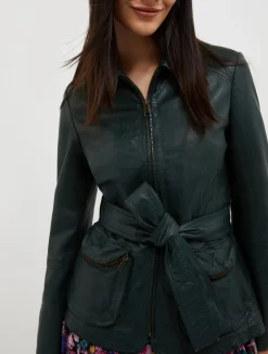 Slim-fit leather jacket