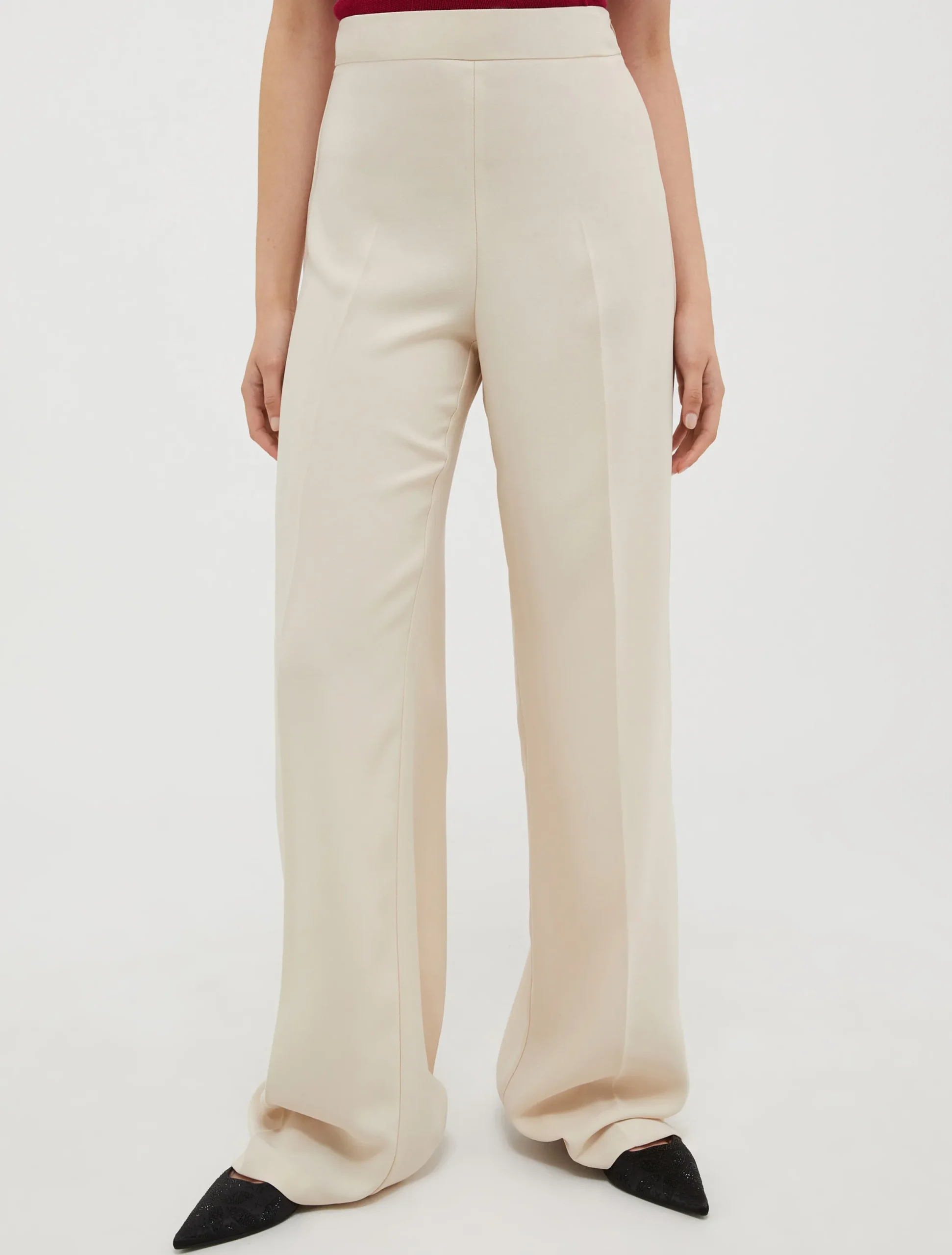 Straight-cut satin trousers