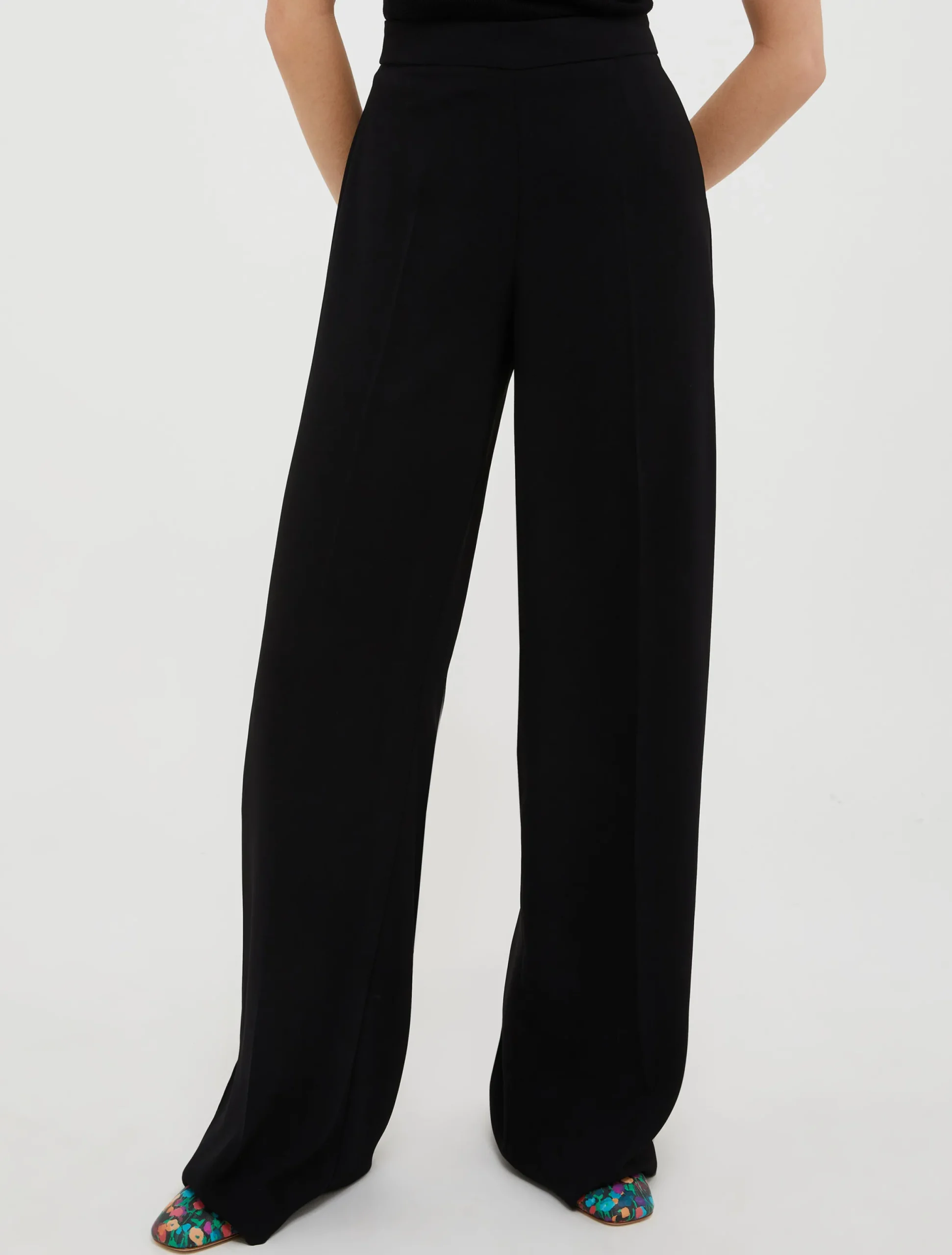 Straight-cut satin trousers