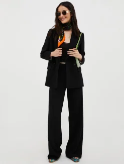 Straight-cut satin trousers