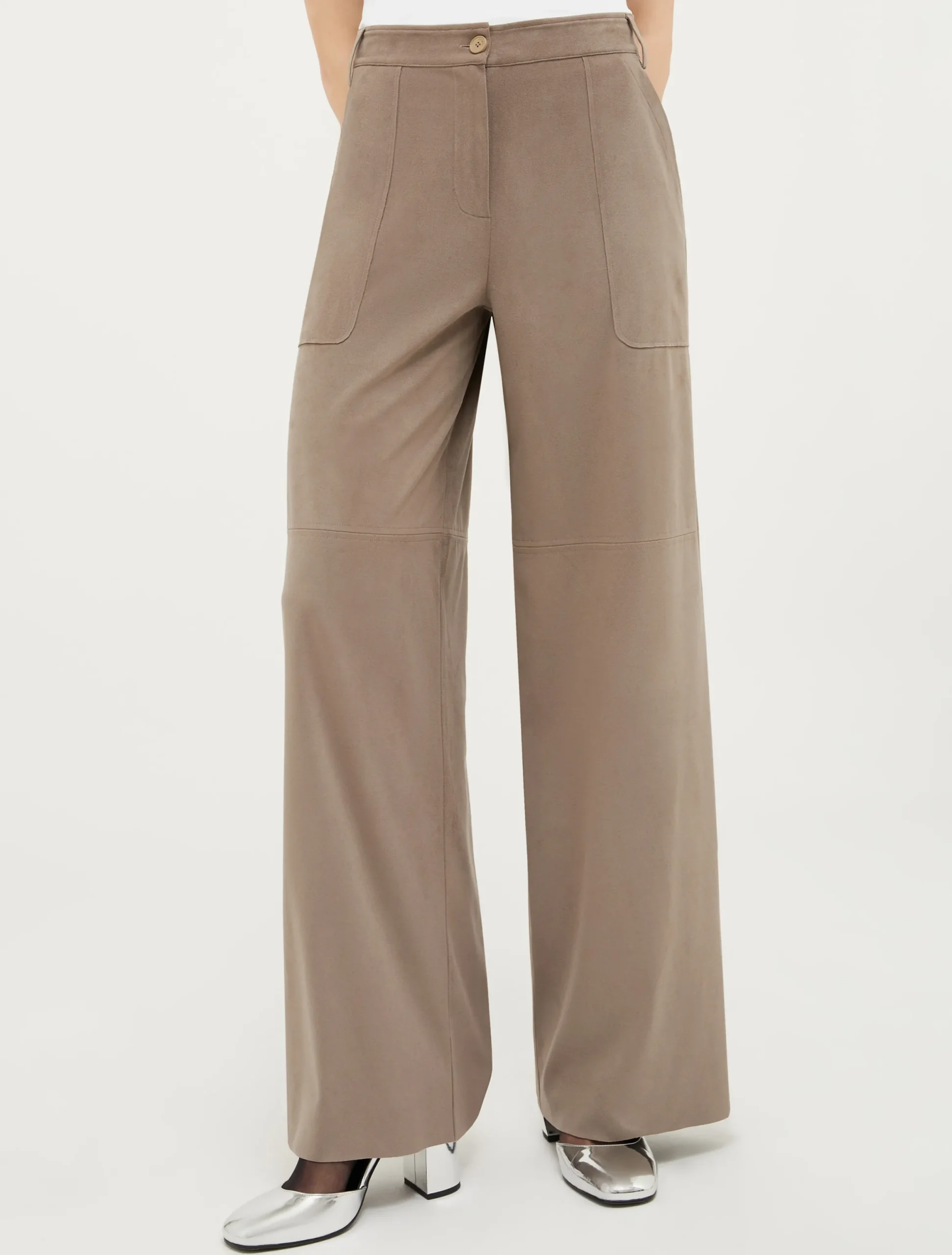 Straight-leg suede-jersey trousers