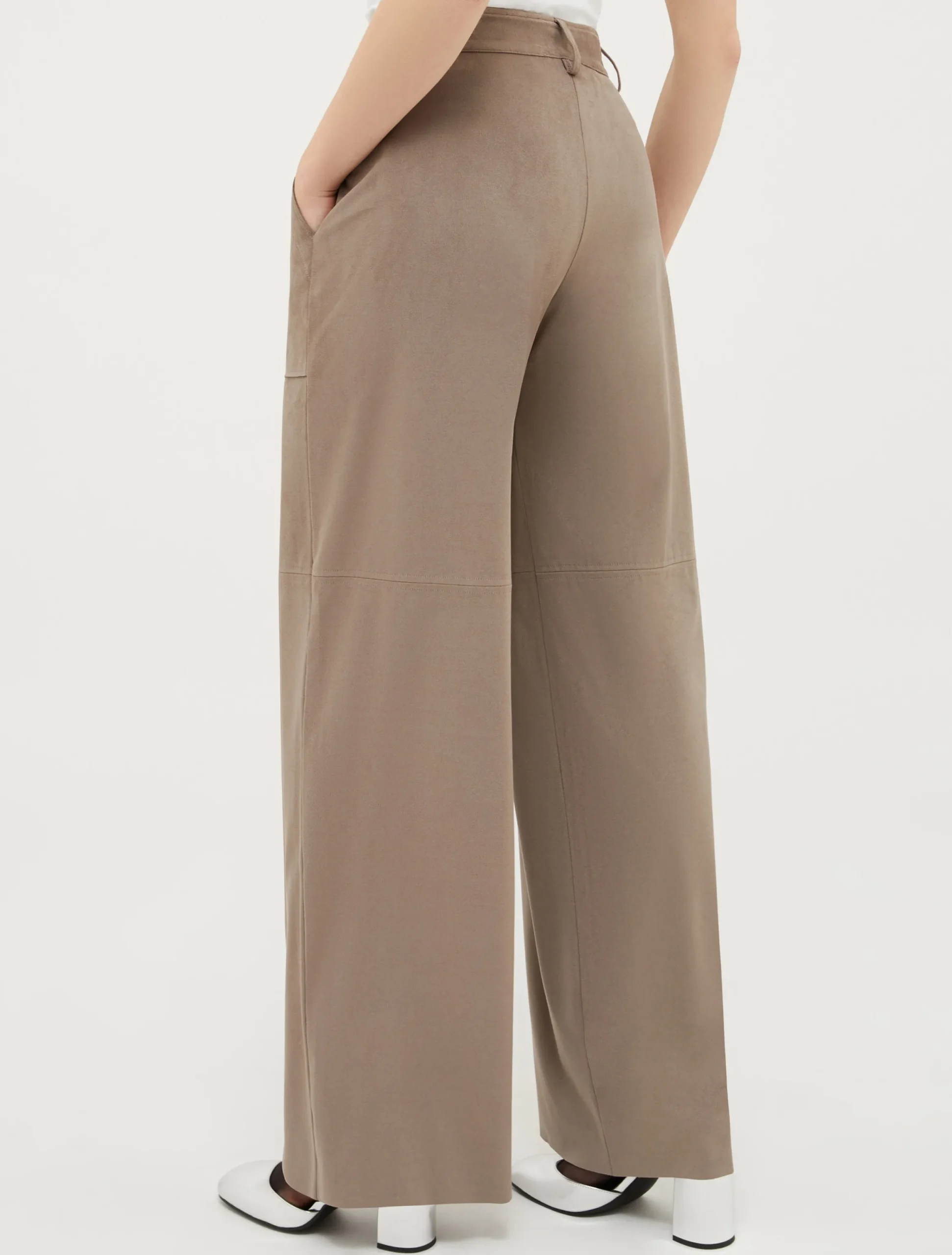 Straight-leg suede-jersey trousers