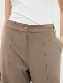 Straight-leg suede-jersey trousers