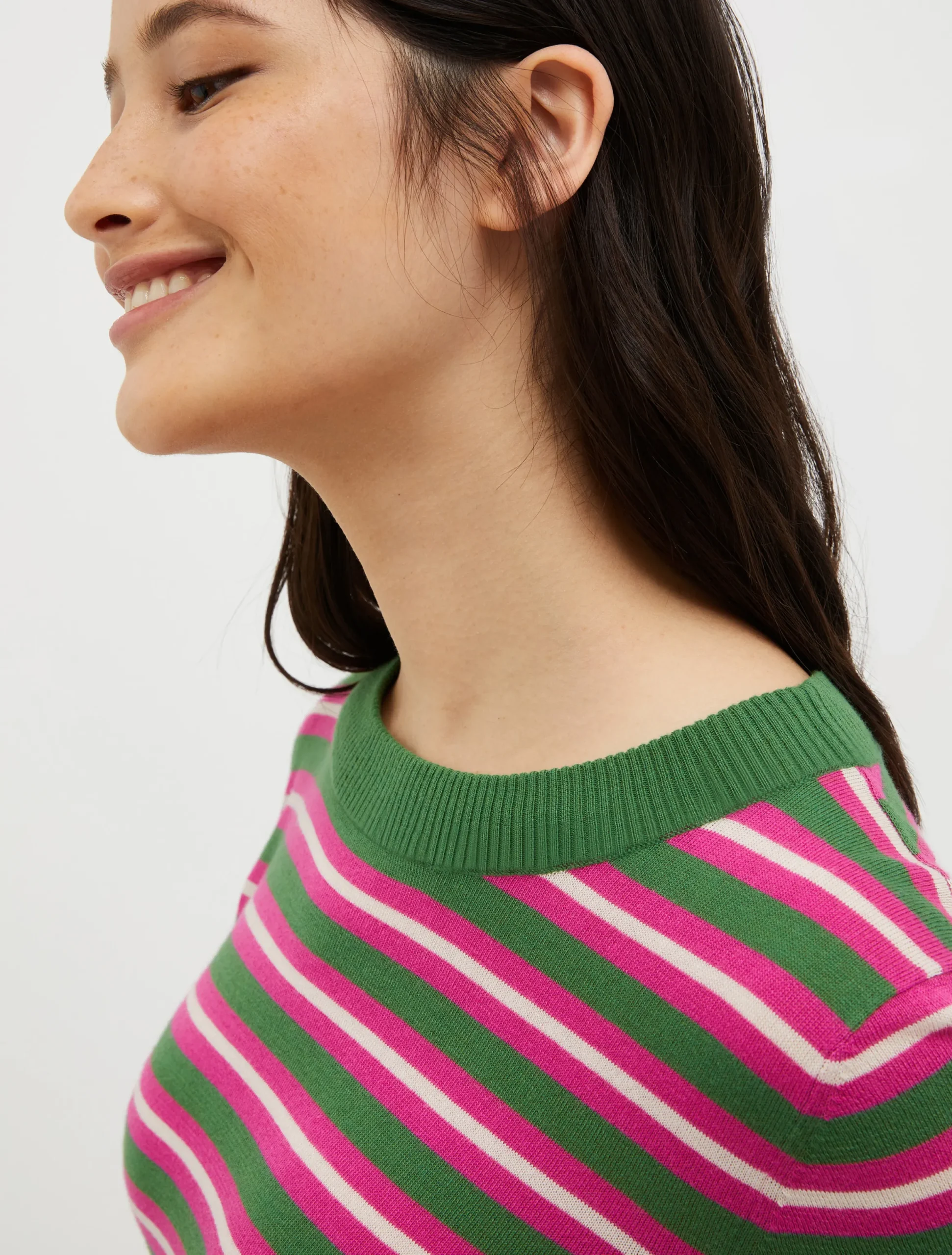 Striped cotton and modal jumper