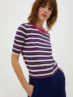 Striped cotton and modal jumper