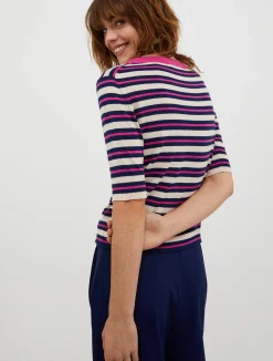 Striped cotton and modal jumper