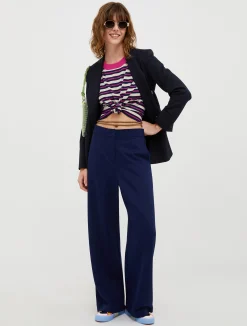 Striped cotton and modal jumper