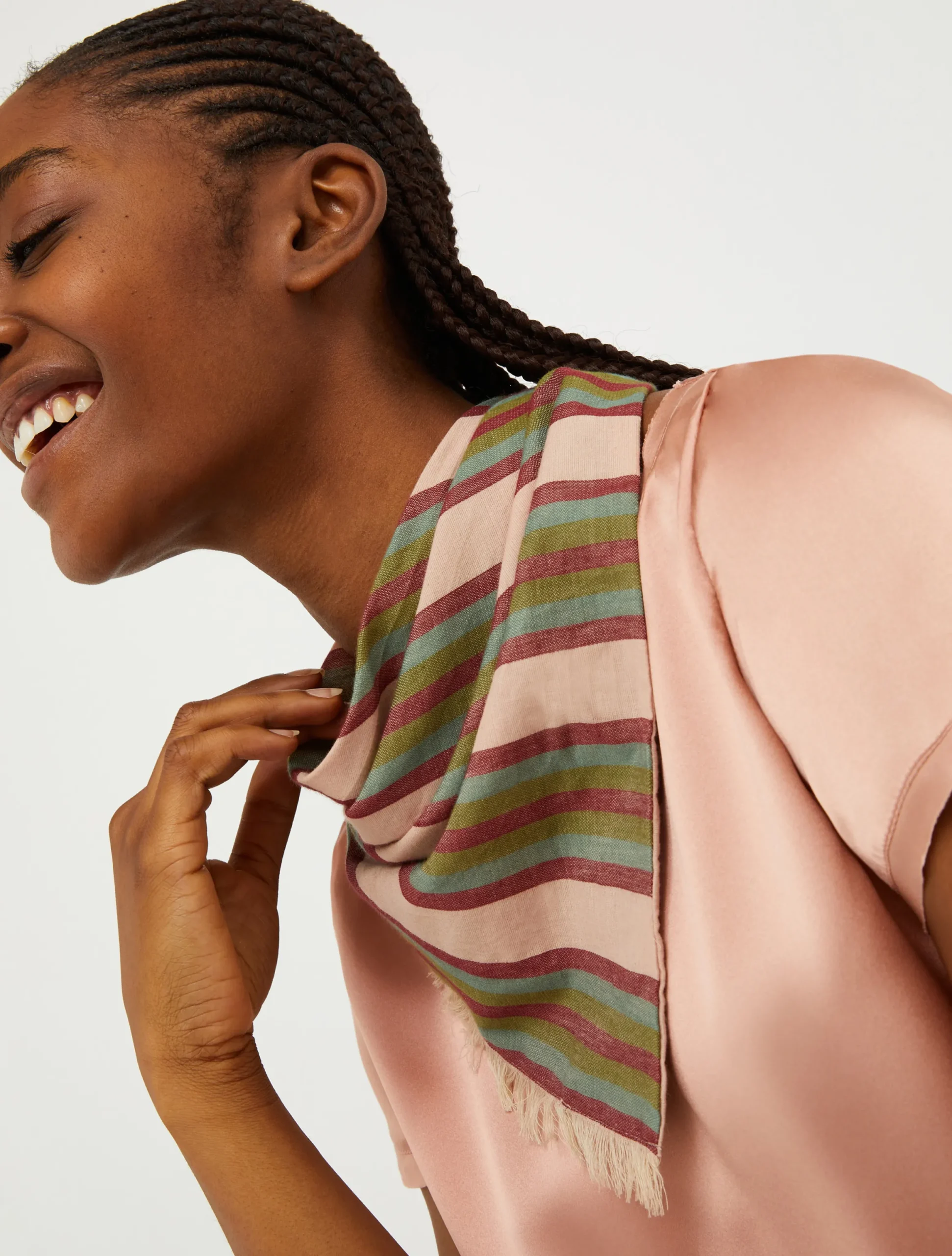 Striped cotton scarf