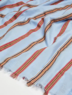 Striped cotton-voile stole