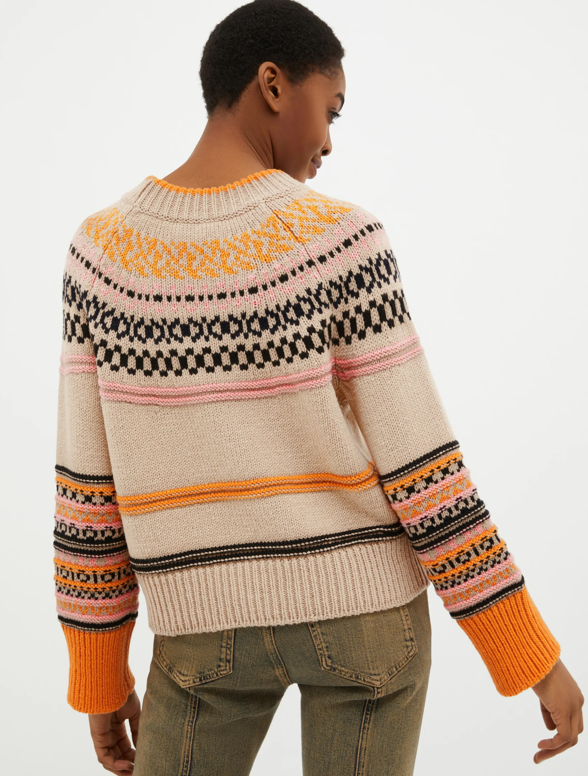 Striped jacquard pullover