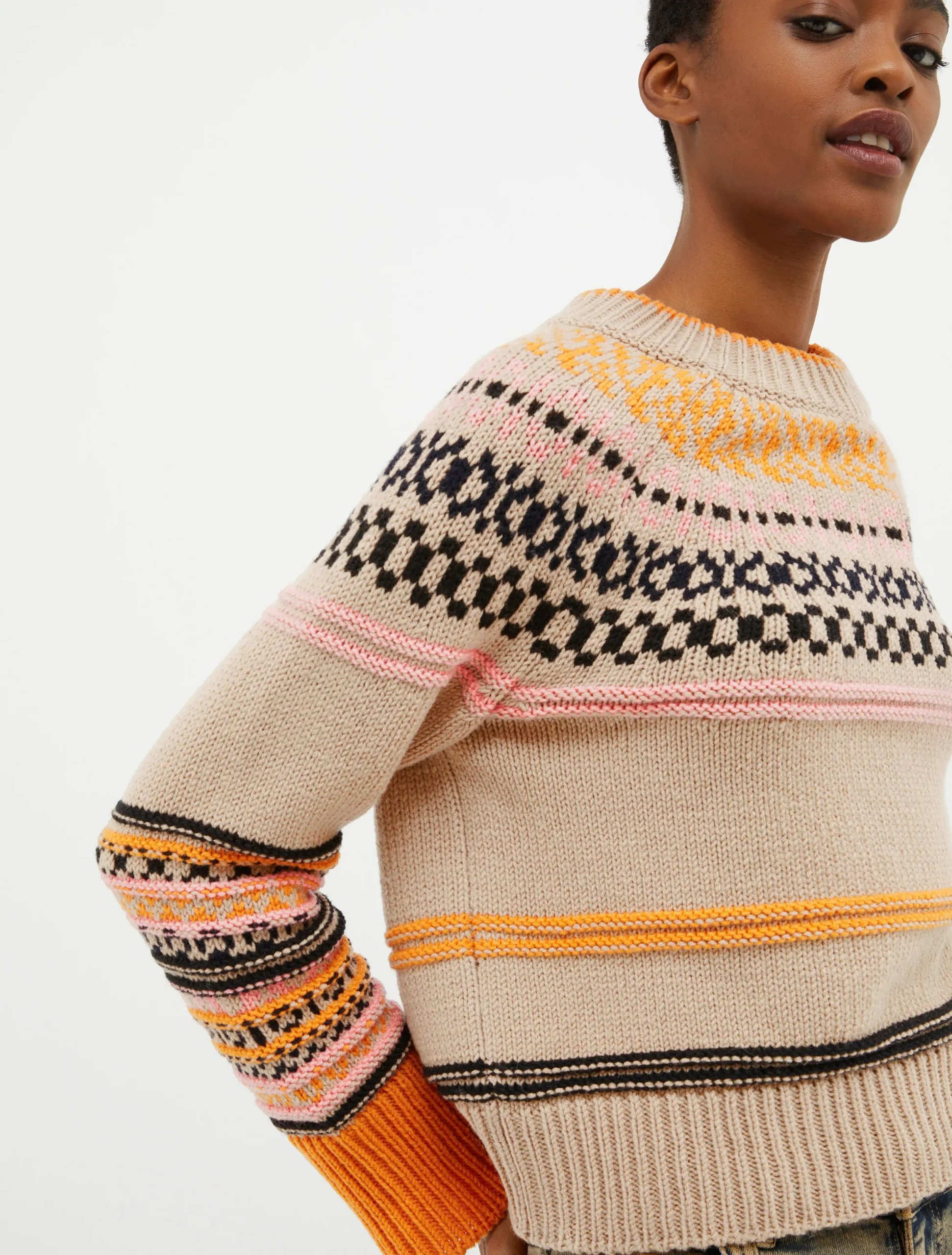 Striped jacquard pullover