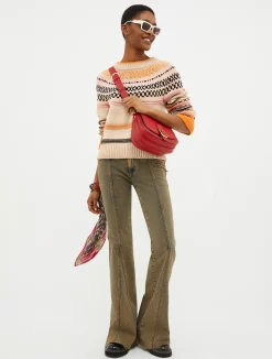 Striped jacquard pullover