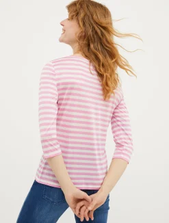 Striped silk-jersey T-shirt