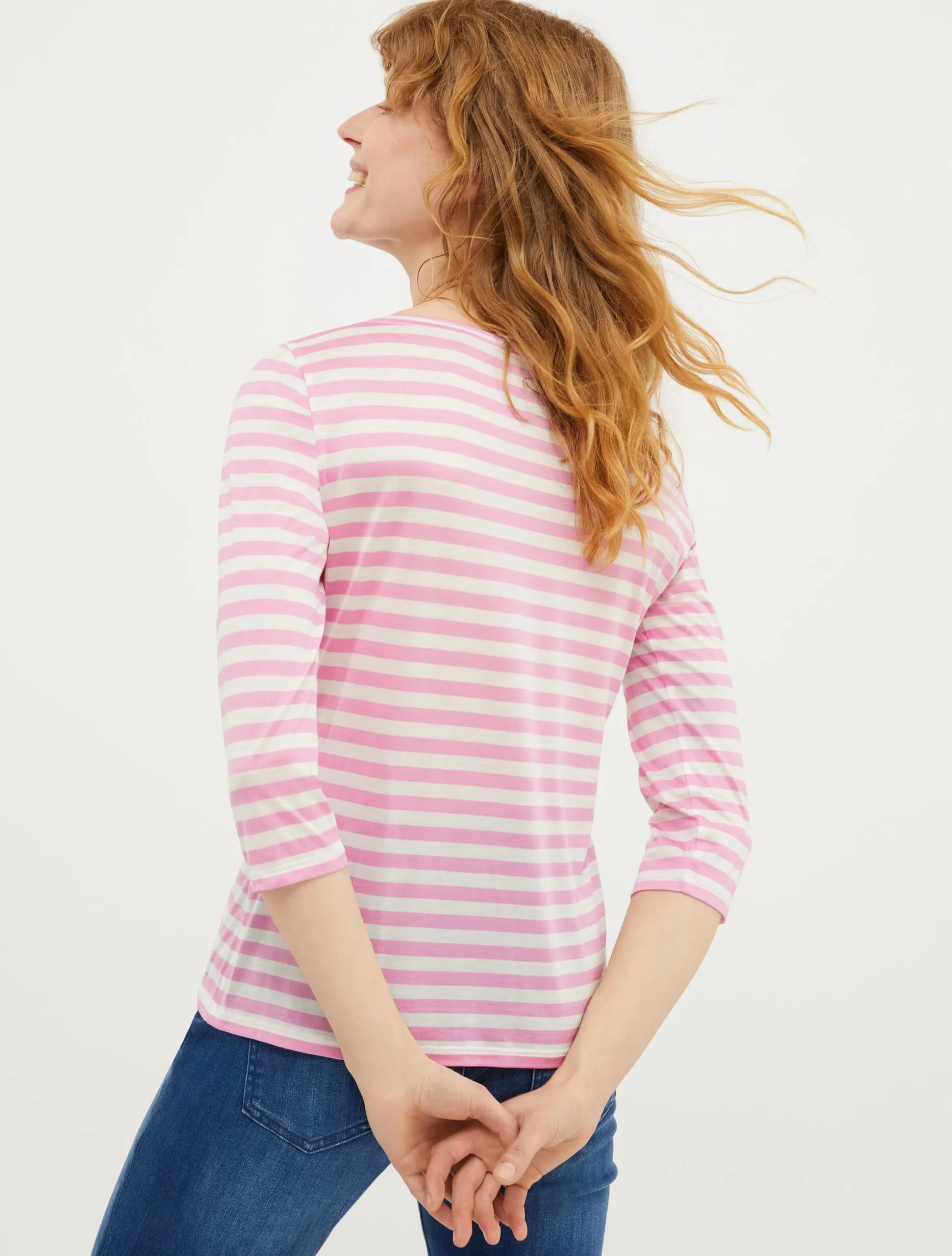 Striped silk-jersey T-shirt