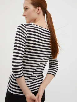 Striped silk-jersey T-shirt
