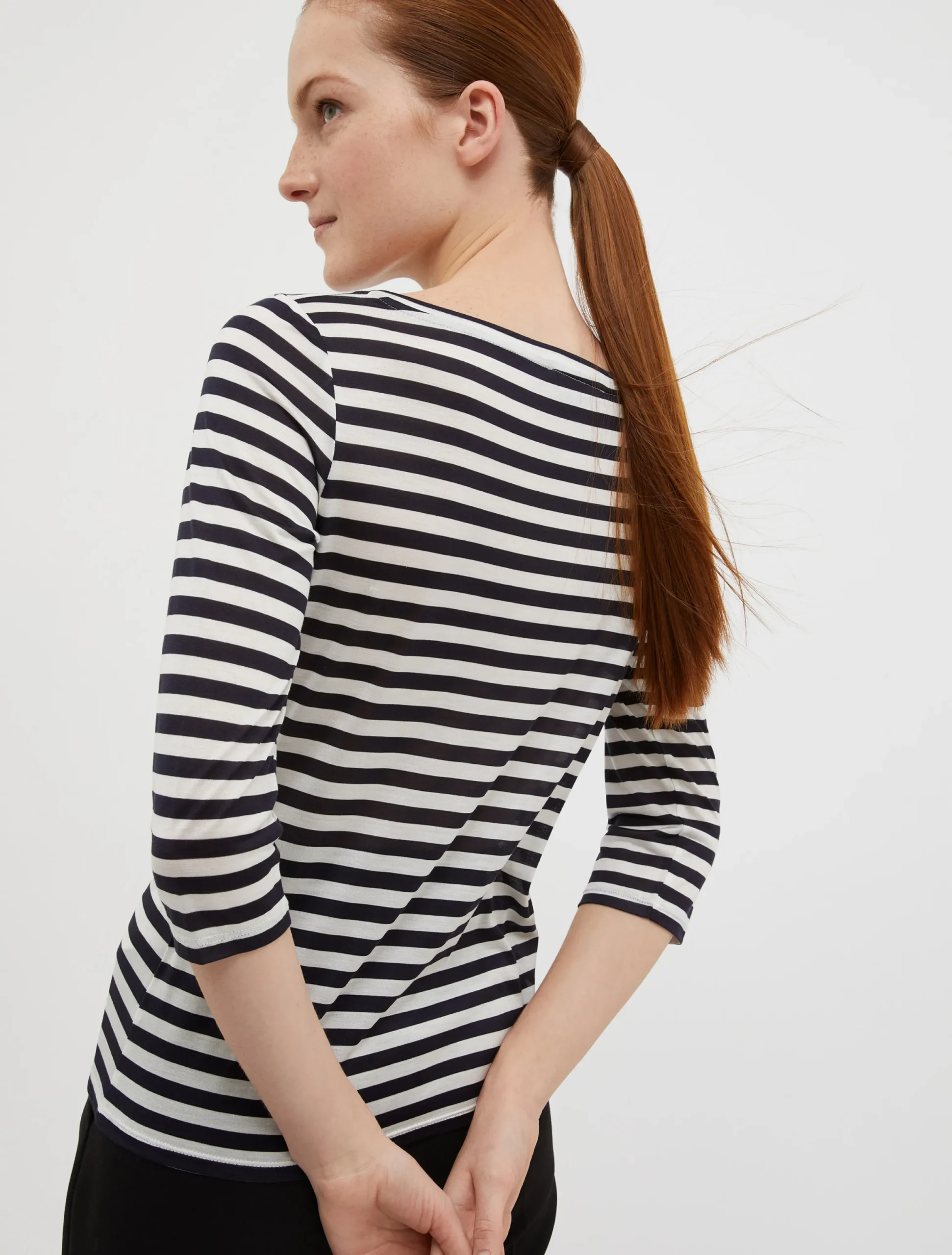 Striped silk-jersey T-shirt