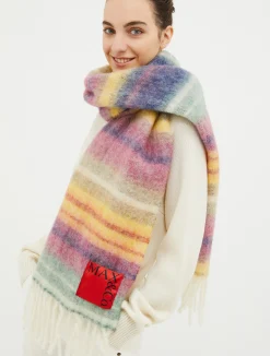 Striped wool and alpaca scarf