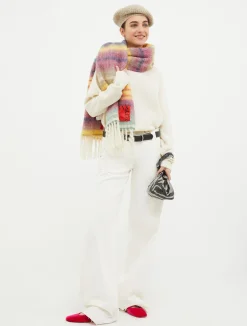 Striped wool and alpaca scarf