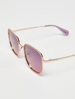 Studded metal square sunglasses
